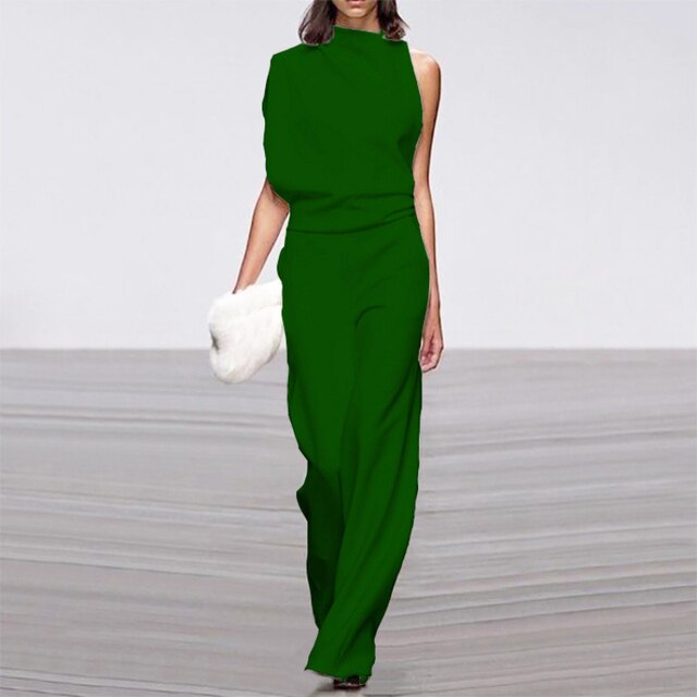 Women's Sleeveless Mock Neck Wide Leg Jumpsuit