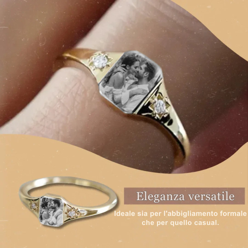 Personalized photo & birthstone ring for women. Ideal Mother's Day, anniversary, or sentimental gift for her.
