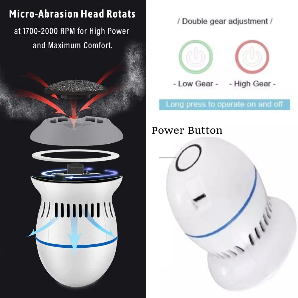 Electric foot file with multiple filing heads for effective home pedicure, hard skin & dead skin remover.