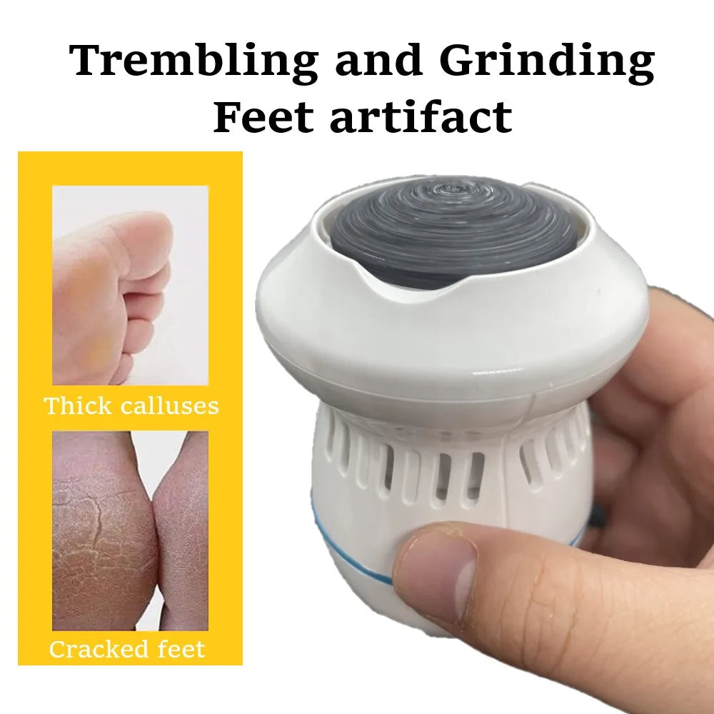 Cordless electric foot file with interchangeable heads, ideal for home pedicure & callus exfoliation.
