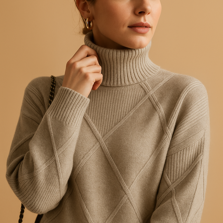Stylish women's turtleneck top, a versatile layering piece for chic fall fashion and winter warmth.