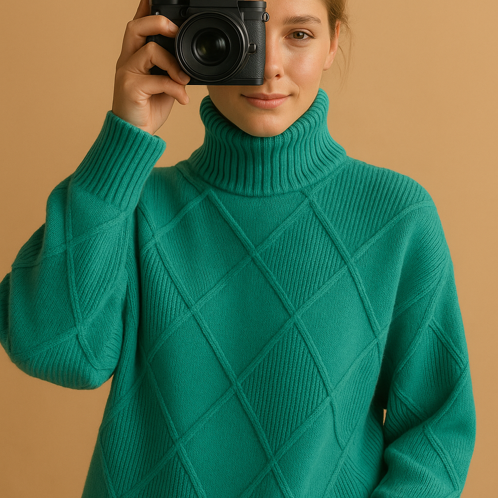 Elegant women's turtleneck sweater with a comfortable high neck, essential for chic winter outfits.