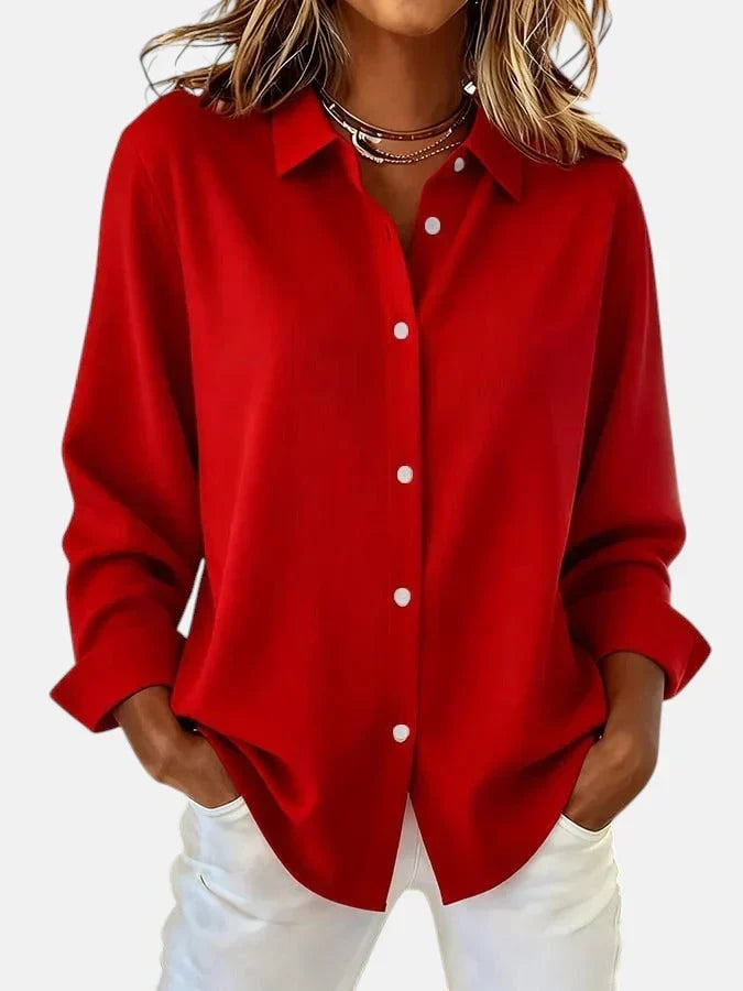 Sophisticated women's fashion blouse with a flowy design, great for elegant office wear or versatile casual outfits.
