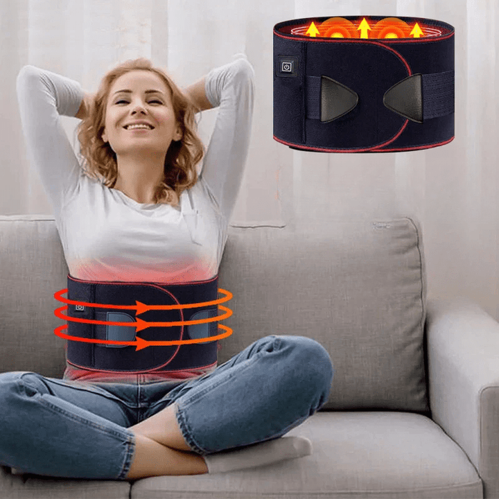 Unisex heated lower back support belt for effective pain relief & lumbar comfort. Adjustable waist support for muscle relief.