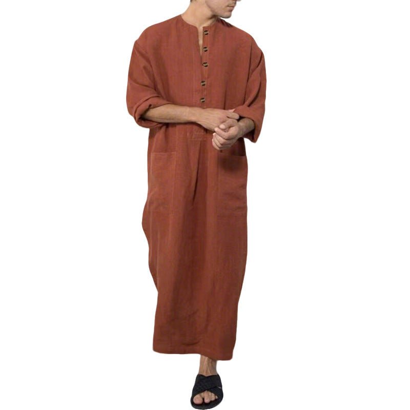 Men's relaxed fit linen thobe jubba. Comfort wear for summer & casual occasions.