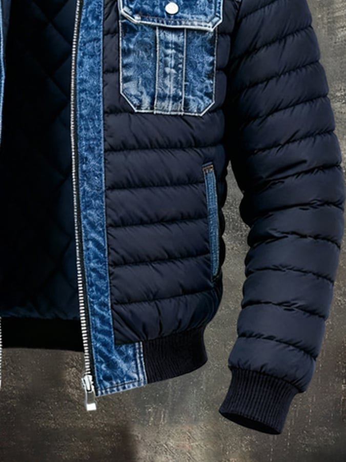 Stylish men's thermal puffer jacket, perfect for cold winter days. Insulated streetwear outerwear for comfort & warmth.
