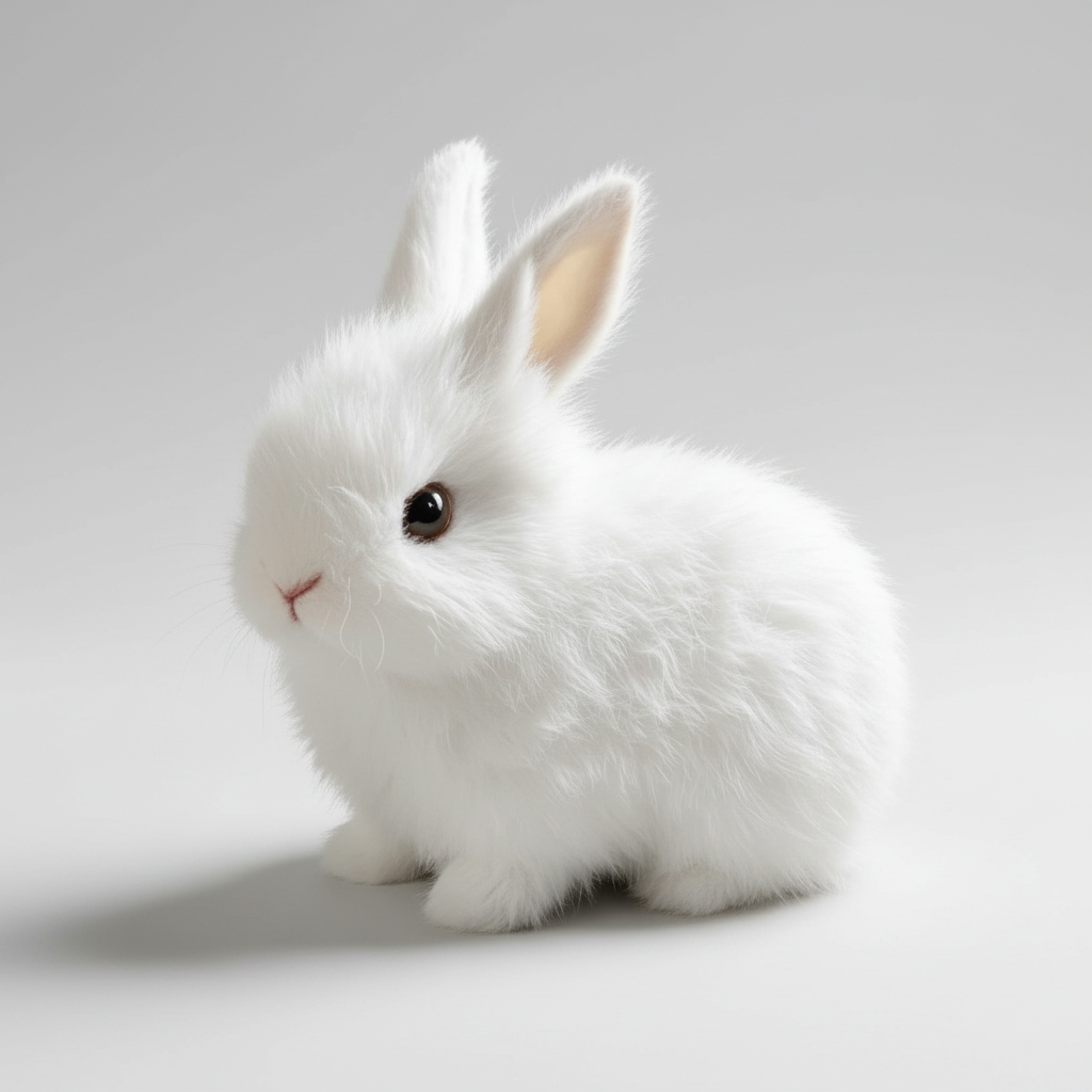 Cute realistic plush bunny interactive toy for children, a soft animal companion for imaginative play.