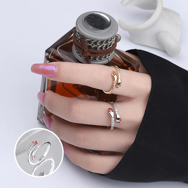 Simple yet profound adjustable hug ring, a comfortable and meaningful love gift, alloy.