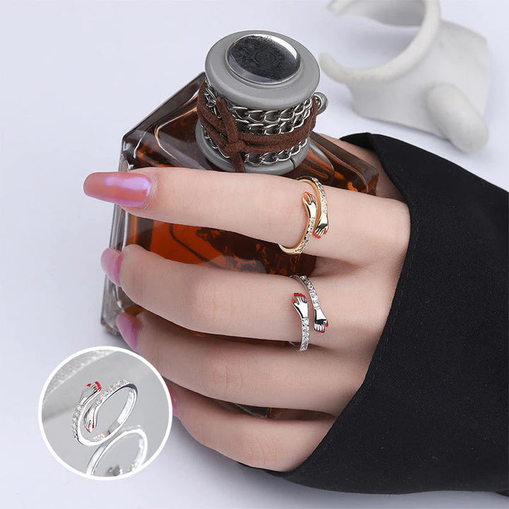Simple yet profound adjustable hug ring, a comfortable and meaningful love gift, alloy.
