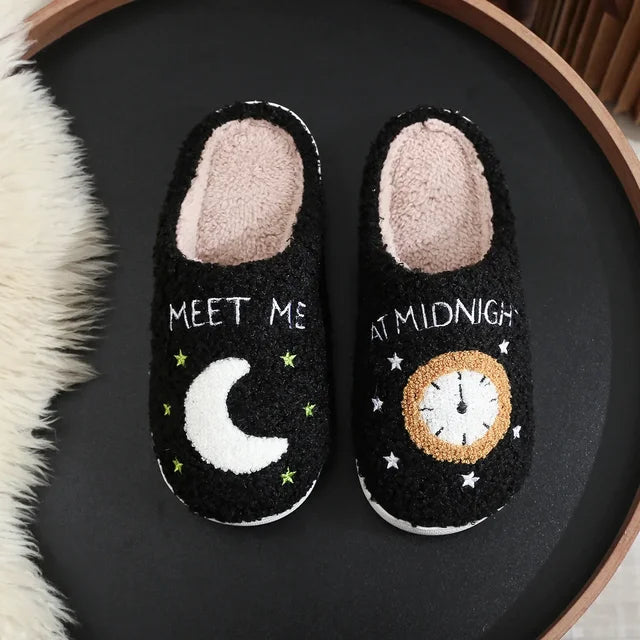 Plush Swiftie Serenity women's slippers, Taylor Swift fan cozy indoor footwear with non-slip sole.