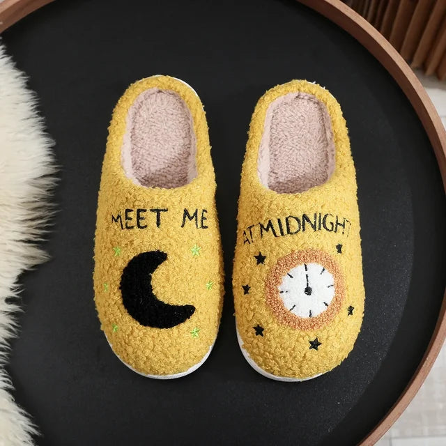 Soft plush Swiftie women's slippers, celebrity-inspired comfort house footwear for Taylor Swift fans.