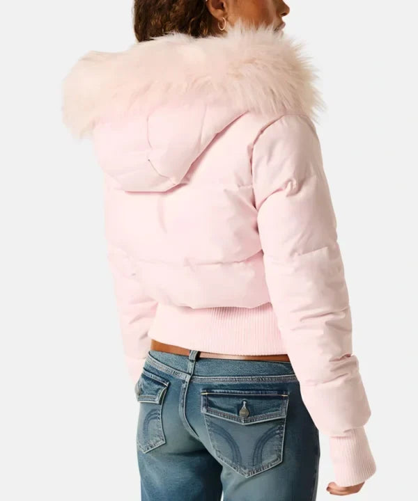 Everyday chic women's winter jacket, puffer style, with a warm faux fur hood.