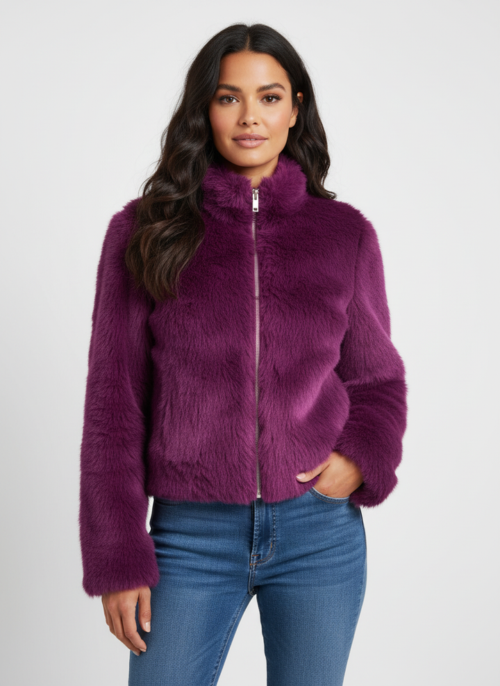 CozyChic short women's winter jacket; warm, elegant outerwear & versatile layering piece for cold weather style.