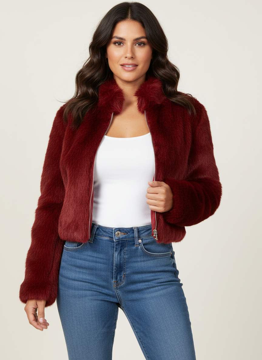 Warm CozyChic short winter jacket for women, ideal cold weather outerwear for cozy, elegant, and seasonal fashion.