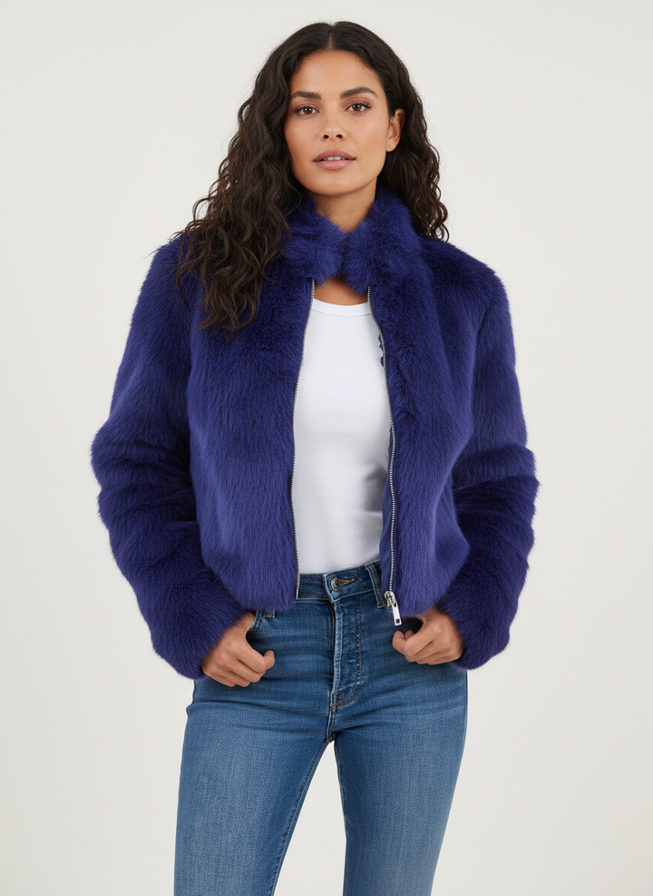 Warm & cozy women's cropped jacket, ideal for winter and autumn comfort. Stylish casual outerwear.
