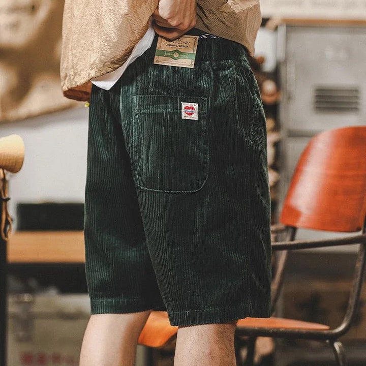 Drawstring men's casual shorts with a relaxed fit, showcasing vintage style for comfortable summer wear.