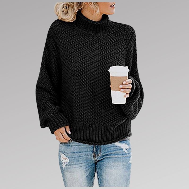 Cozy knitted women's sweater, a soft long-sleeve top offering ultimate comfort and casual style.
