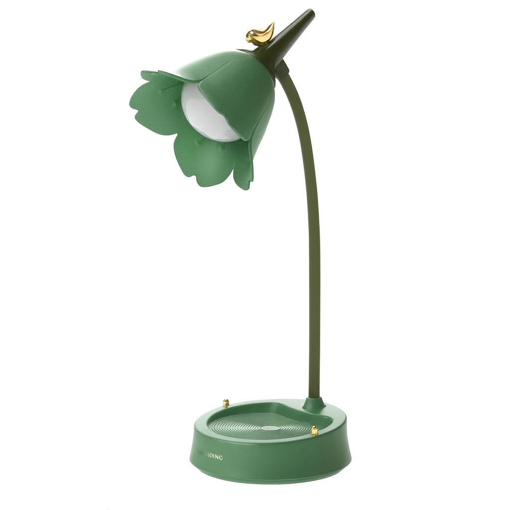 Charming floral LED desk lamp, touch control, dimmable light, versatile for any space.