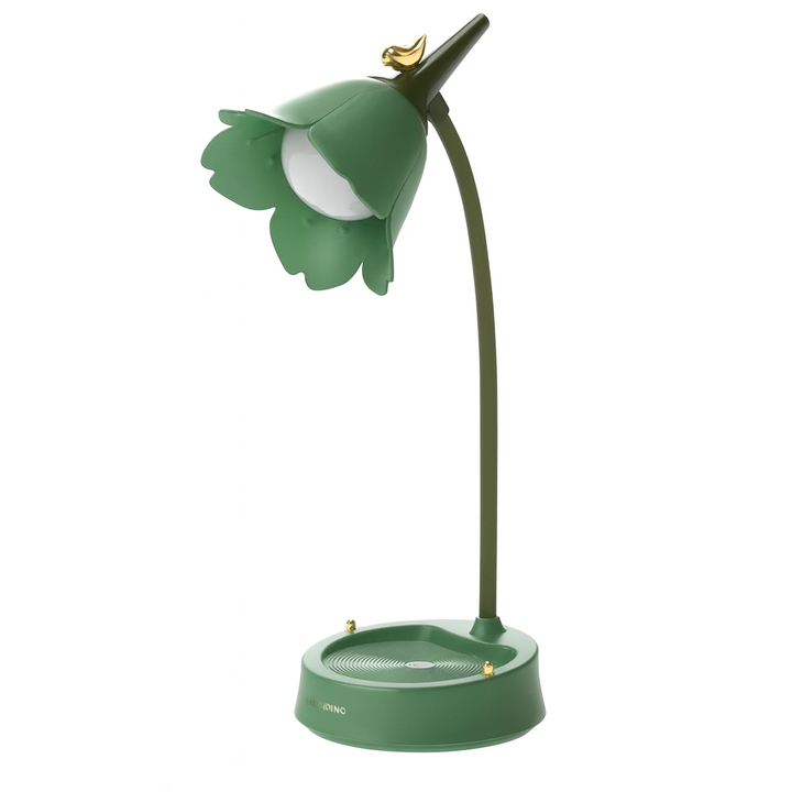 Charming floral LED desk lamp, touch control, dimmable light, versatile for any space.