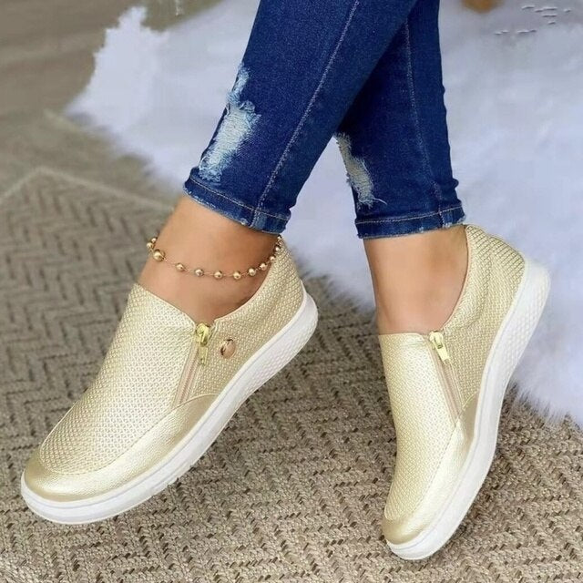 Slip-on women's breathable orthopedic walking shoes, designed for comfort & arch support, great for casual everyday wear.