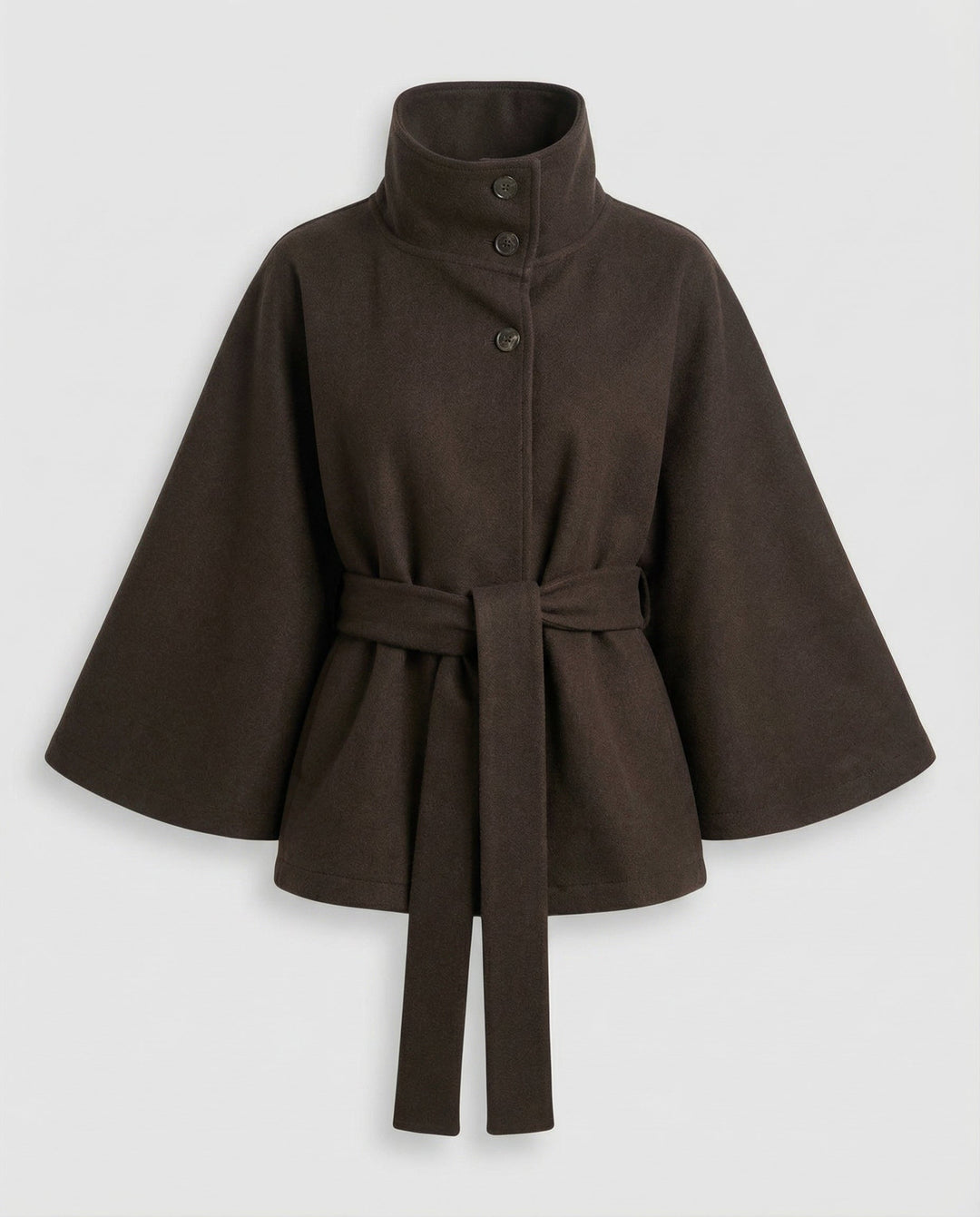 Classic women's high-collar trench coat, a belted wrap jacket providing chic and elegant fall/winter outerwear.
