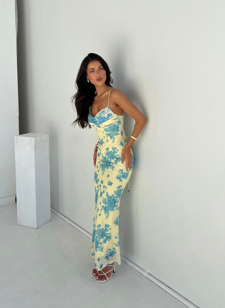 Women's Floral Maxi Dress - Sleeveless & Elegant