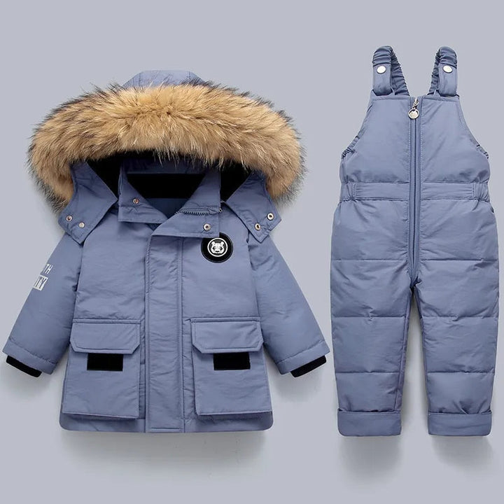 Active kids' winter overall & coat set ensures warmth & comfort during outdoor play. Essential cold weather apparel.