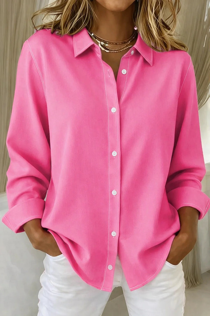 Elegant women's long sleeve button blouse, perfect for versatile office wear, casual outfits, and everyday style.