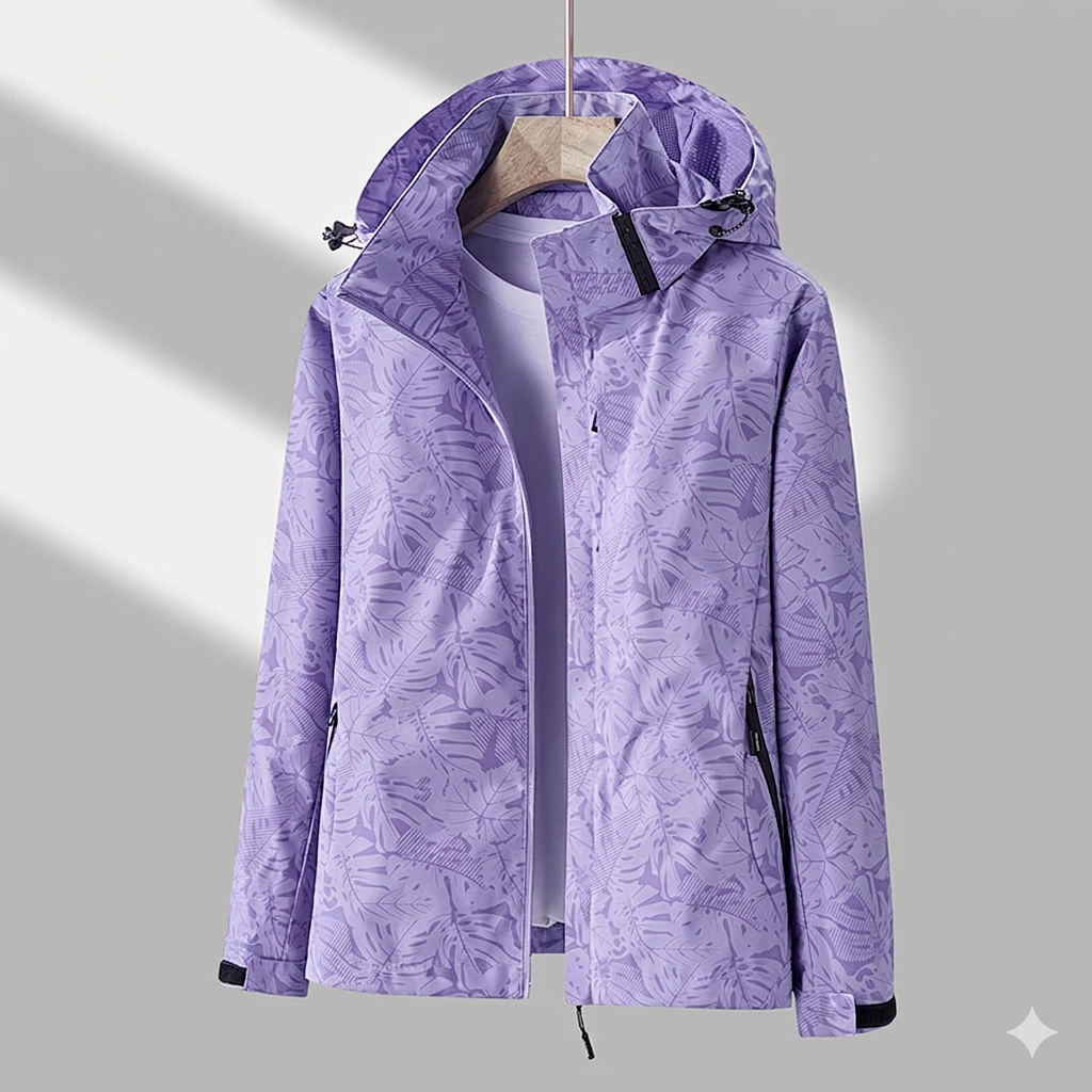 Lightweight women's rain jacket, ideal for outdoor activities, commuting, & everyday wear.