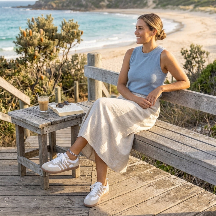 Stylish women's wide-toe orthopedic sneakers, perfect for casual everyday wear with supportive arch cushioning.