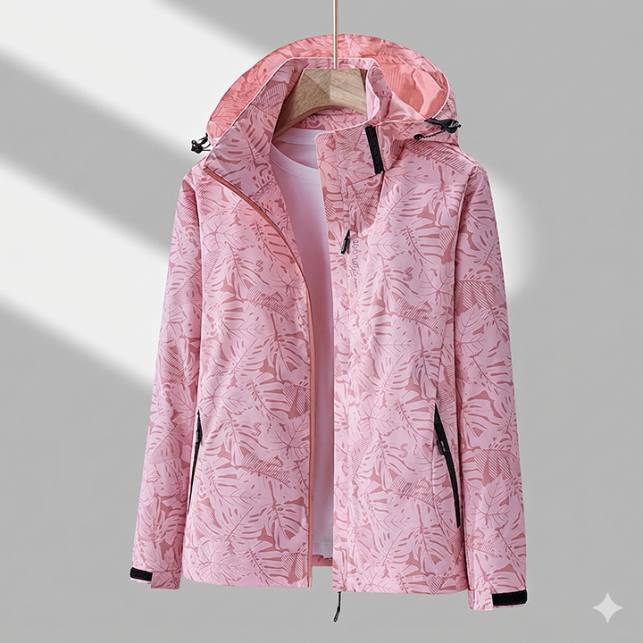 Breathable, waterproof women's jacket offers windproof weather protection & comfort for her.