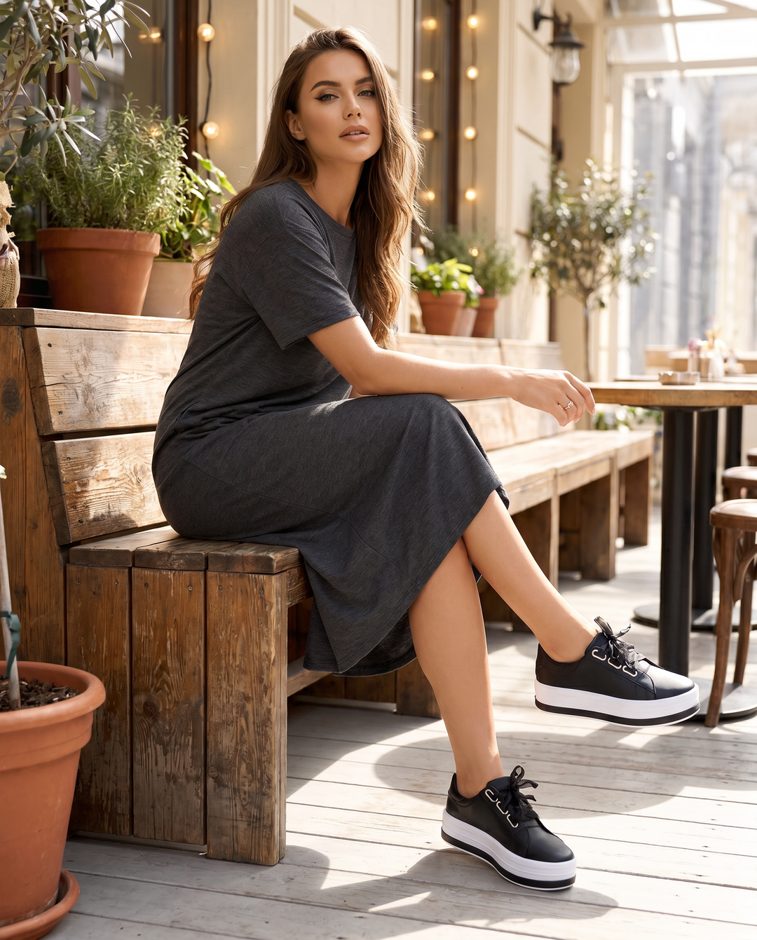 Stylish women's platform sneakers, perfect for walking. Offers comfort & arch support for casual outfits.
