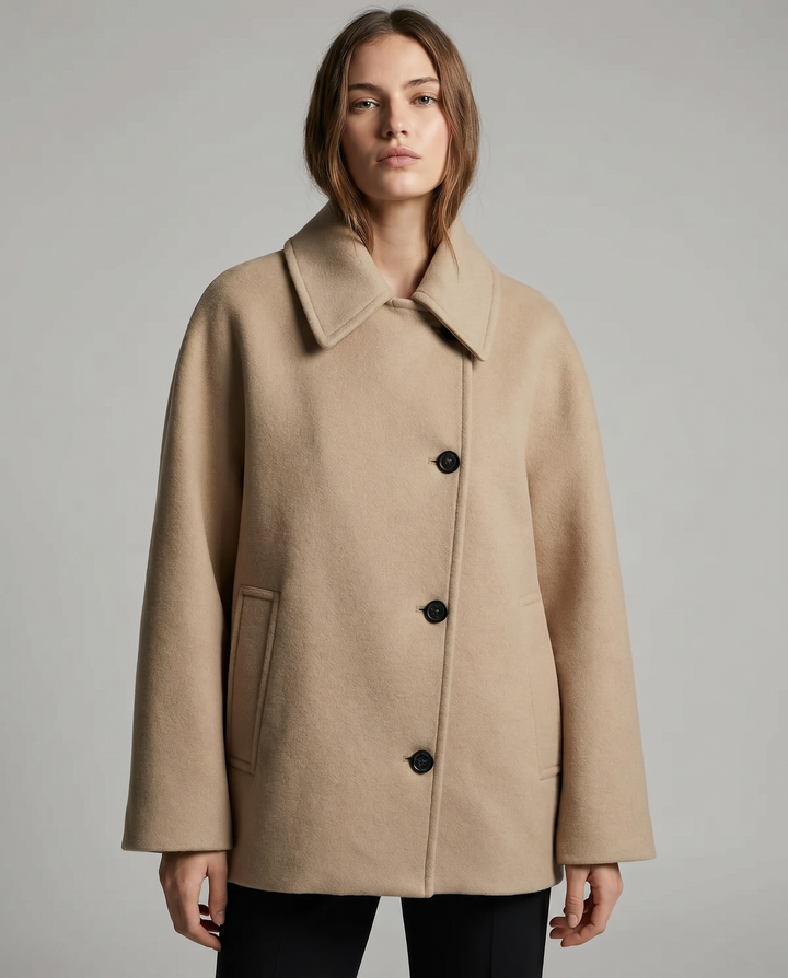 Versatile black women's short coat jacket, ideal for elegant casual or formal winter style.
