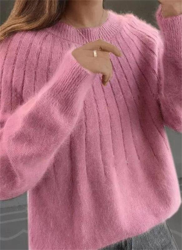 Soft knit women's sweater, an elegant pullover for stylish fall fashion & comfortable winter wear. Long sleeve top.