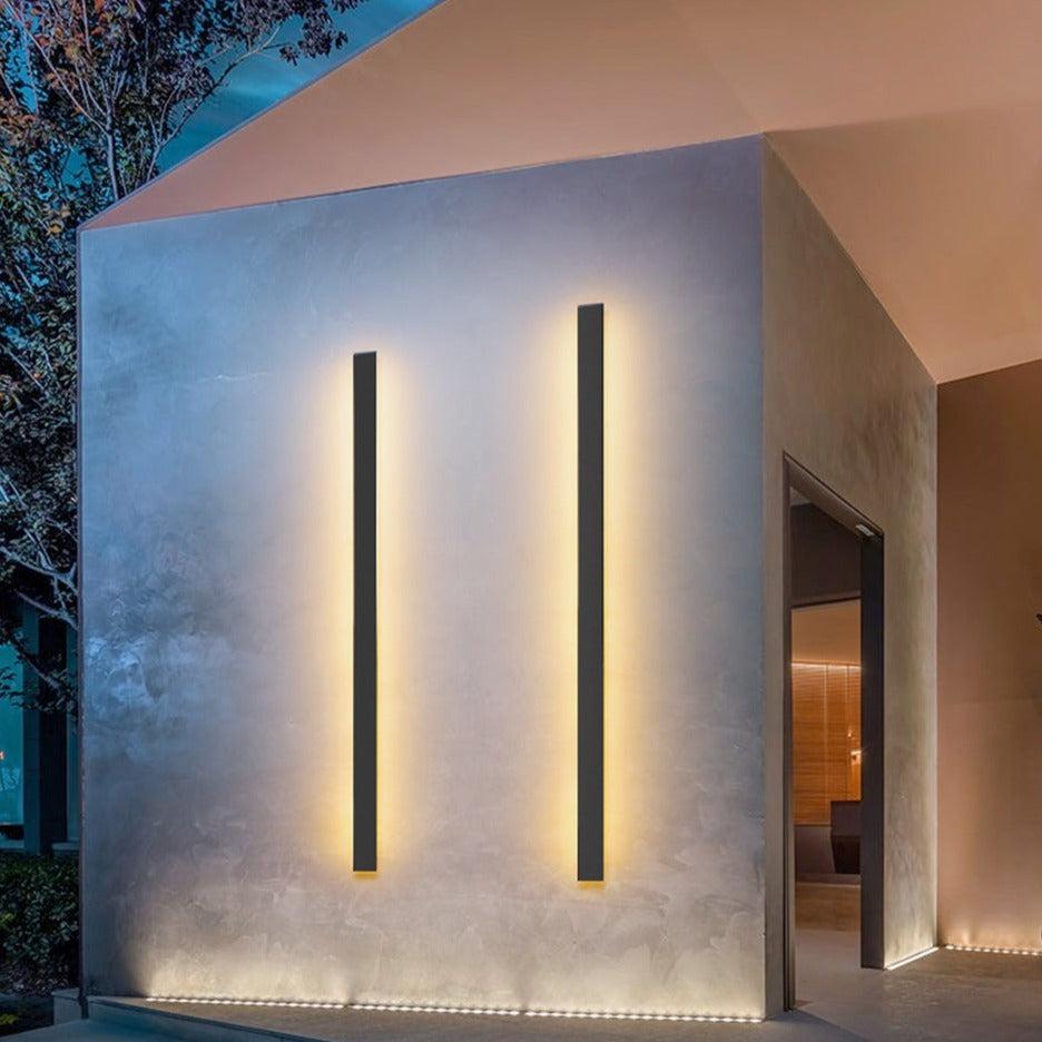 Architectural LED outdoor wall sconce with linear design, perfect for modern home accent lighting.
