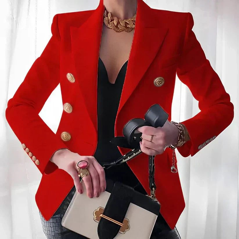 Women's Double Breasted Blazer with Gold Buttons