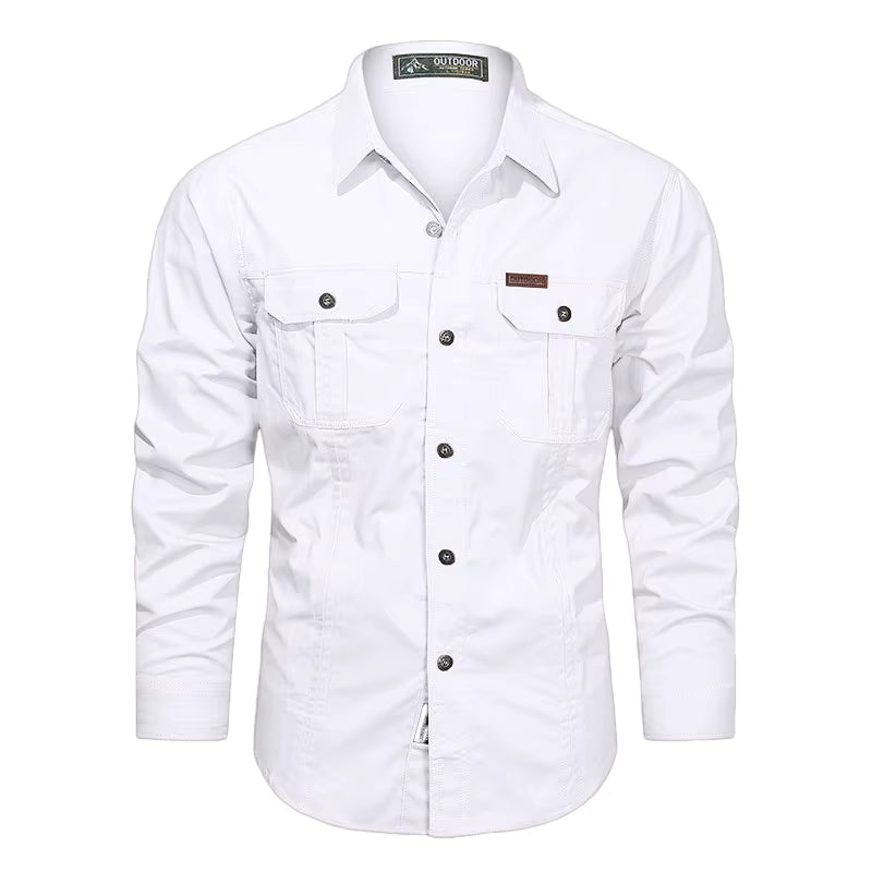 Men's Cargo Long-Sleeve Shirt - Versatile Pockets & Classic Fit