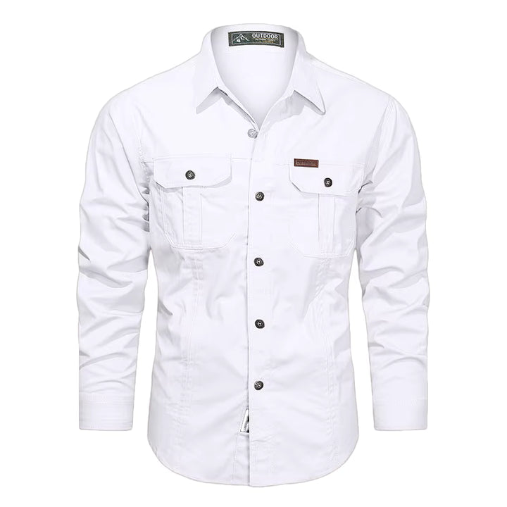 Men's Cargo Long-Sleeve Shirt - Versatile Pockets & Classic Fit