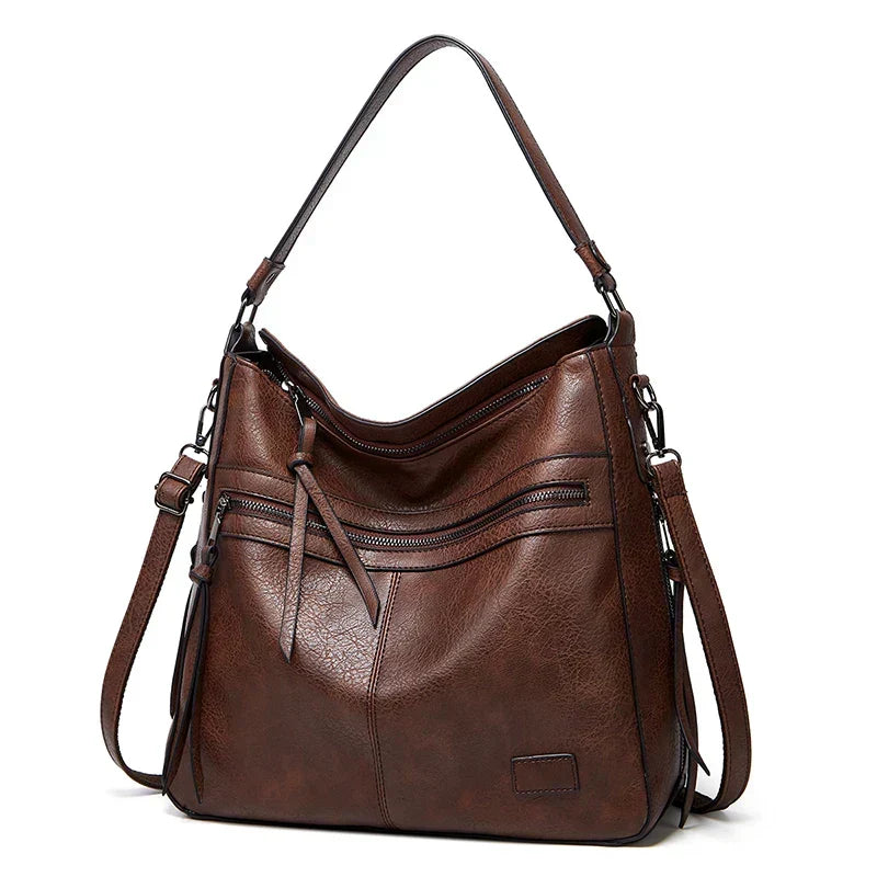 Full view of the luxurious women's genuine leather handbag, a versatile and durable accessory for any outfit.
