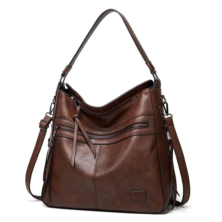 Full view of the luxurious women's genuine leather handbag, a versatile and durable accessory for any outfit.