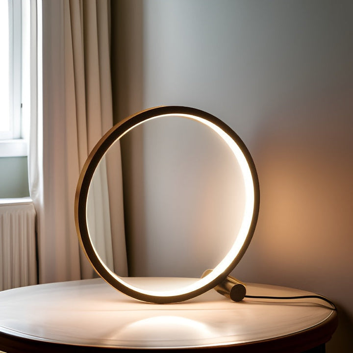 Decorative LED table lamp, modern geometric design. Dimmable ambient lighting for contemporary home decor.