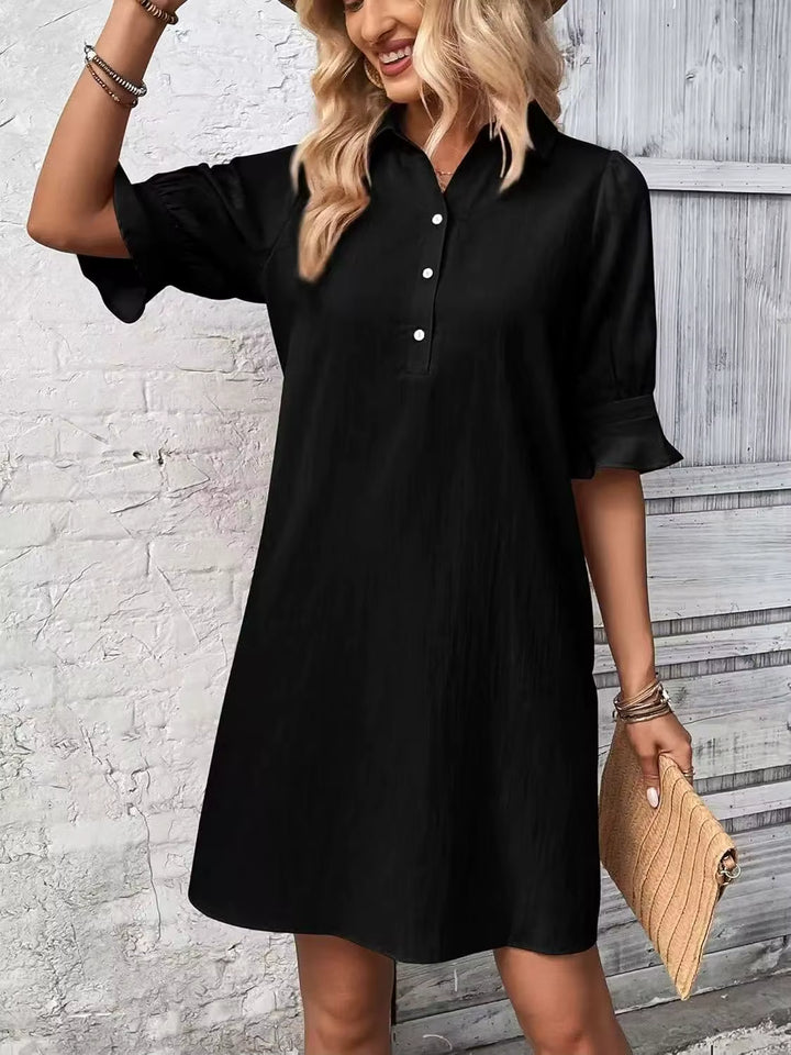 Women's Ruffle Sleeve Shirt Dress