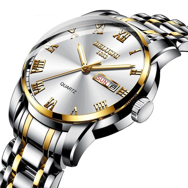 Waterproof men's luminous watch. Stainless steel calendar watch for men. An elegant and durable accessory.