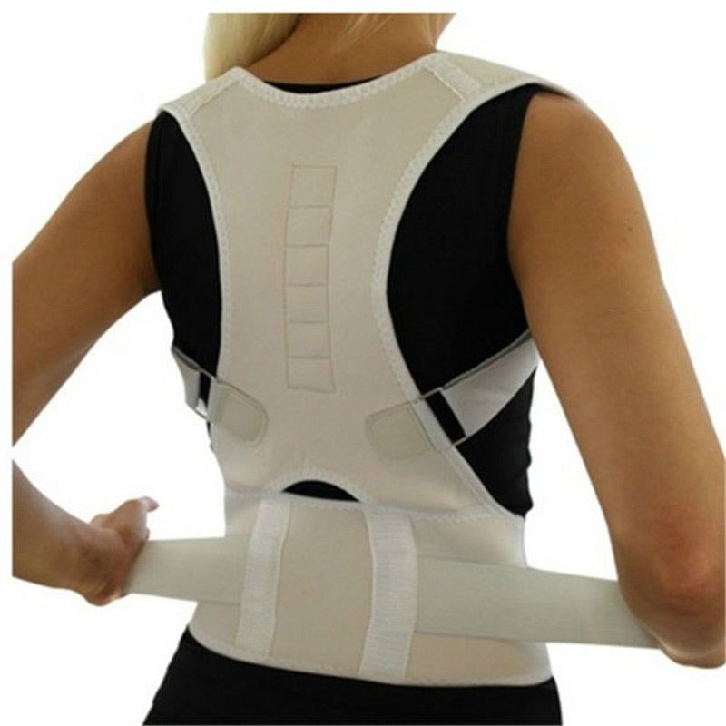 Ergonomic unisex posture corrector & lumbar support with adjustable strap for daily back pain relief & wellness.