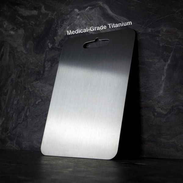 Healthy kitchen titanium cutting board. BPA-free, microplastic-free for safe food prep. Durable & easy to sanitize.