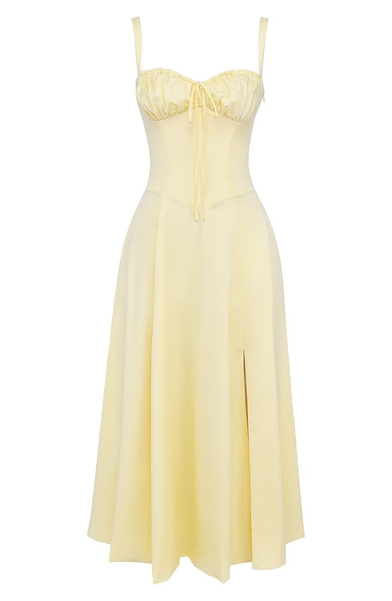 Fitted bustier midi dress for women, elegant floral print with sweetheart neckline, sleeveless.