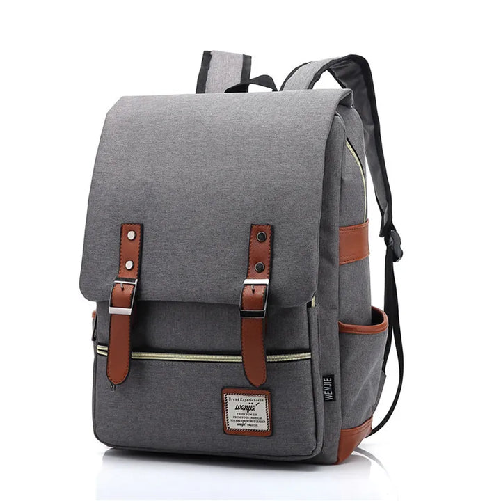 Front view of a sleek waterproof laptop backpack, featuring spacious main compartment & side pockets.