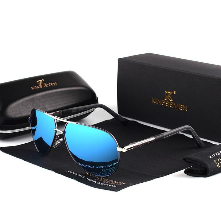 Polarized UV400 sunglasses with vintage aluminum frame, ensuring clear vision & sun protection for all.