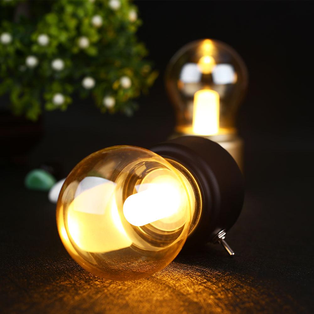 Vintage style LED night light. USB rechargeable desk lamp, perfect for ambient warm lighting.