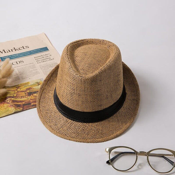 Classic lightweight Panama hat, a stylish unisex choice for beach trips & resorts.